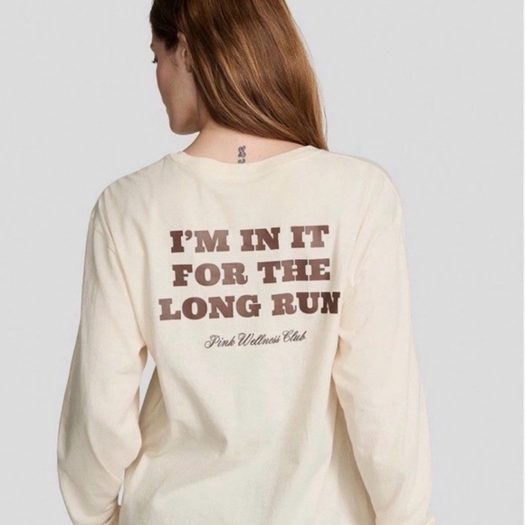 PINK Victoria's Secret Tops - PINK Victoria's Secret Beige Long Sleeve Tee